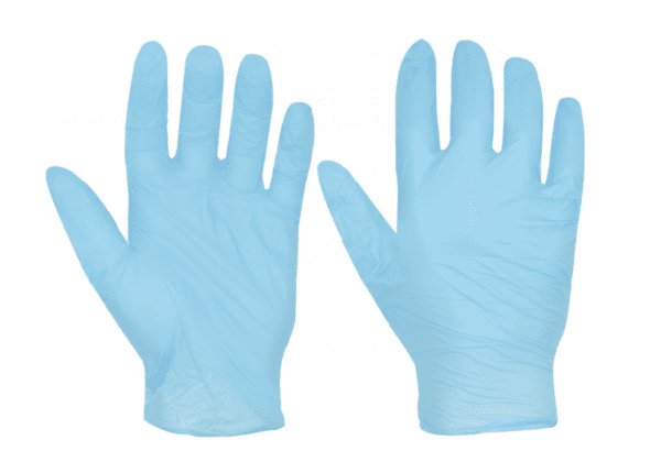Blue rubber gloves