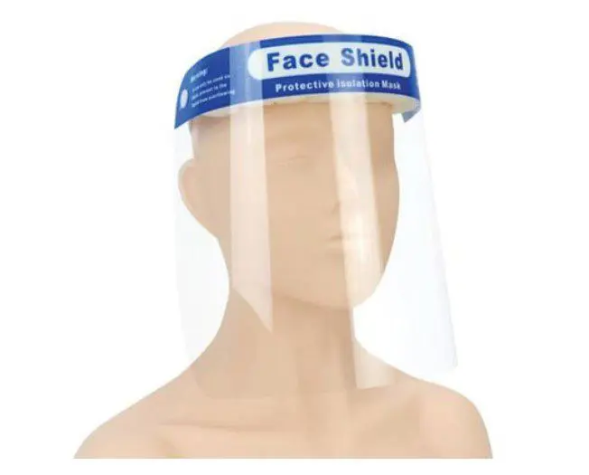 A person wearing a face shield
