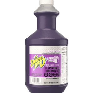 A purple liquid bottle with a white cap.