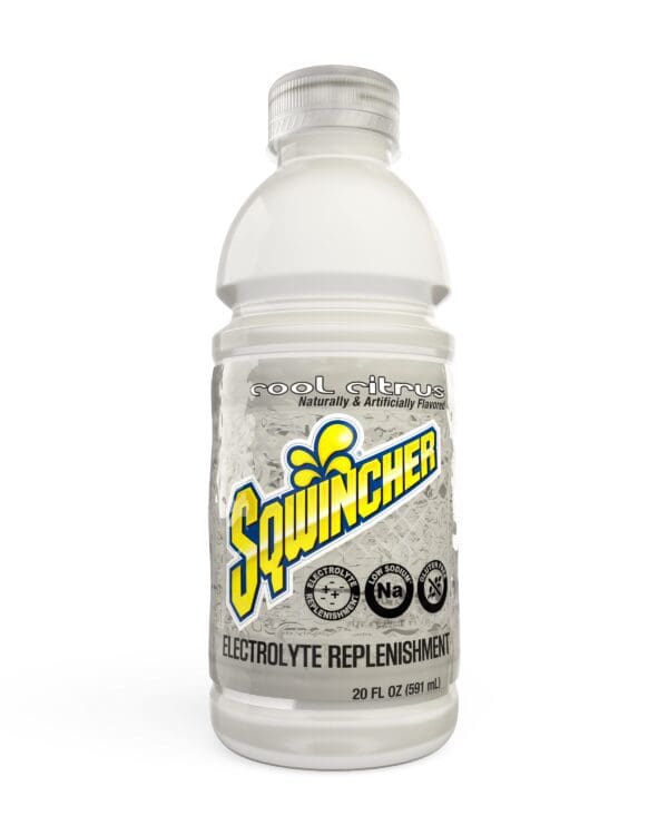 A bottle of squincher electrolyte replenisher