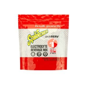 A red bag of powdered electrolyte beverage mix.